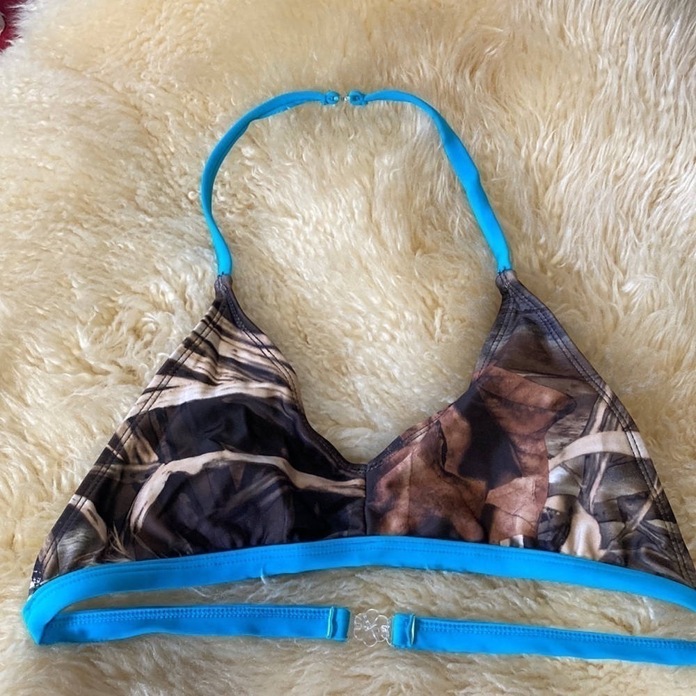 Camo and teal bakini top size 11